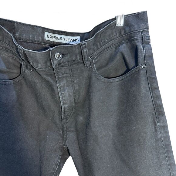 Express Jeans Rocco Slim Fit Skinny Leg Mens Mid Rise Black Jeans Size 33x30 - Picture 8 of 11